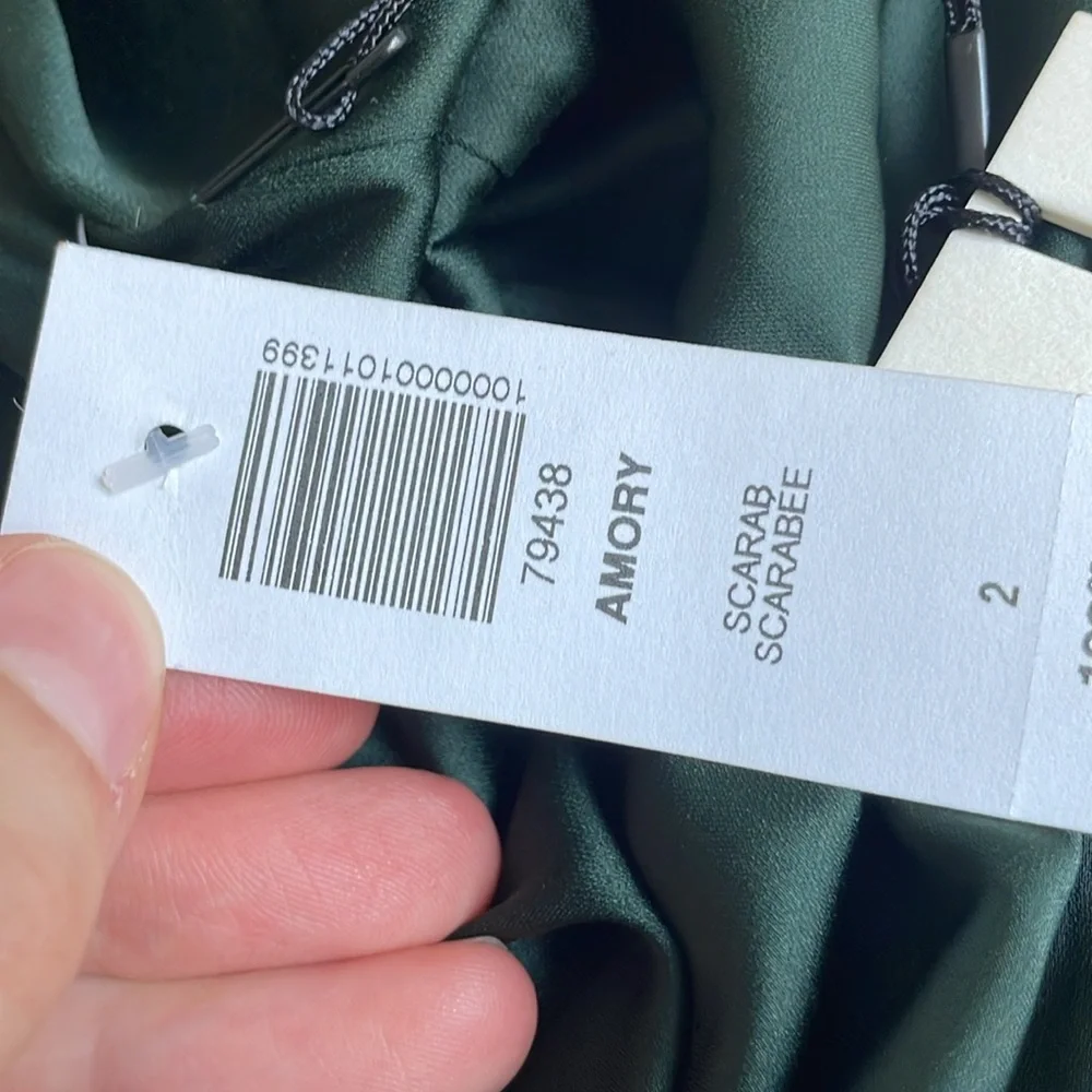 Aritzia Forest Green Satin Midi Dress - Picture 5 of 5